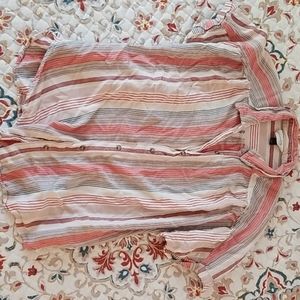 Button up rolled short sleeve over shirt